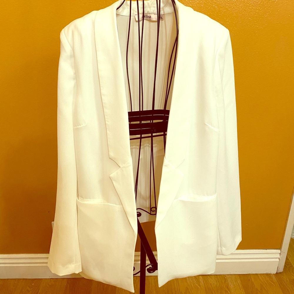 White Blazer with Lace Up Back